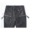 Women Punk Drawstring Slim Hip Pant Pu Lacing Leather Pants